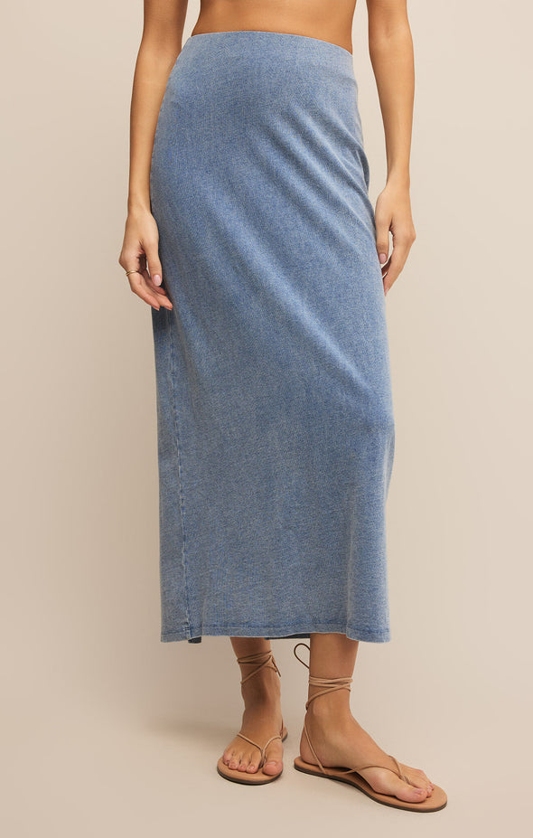 GAIL JERSEY DENIM MIDI SKIRT