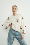 CHERRY SWEATER - WHITE