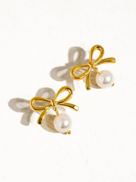 BOW PEARL EARRINGS