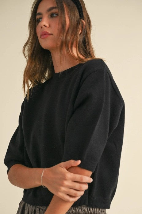 JOSIE SWEATER TOP - BLACK