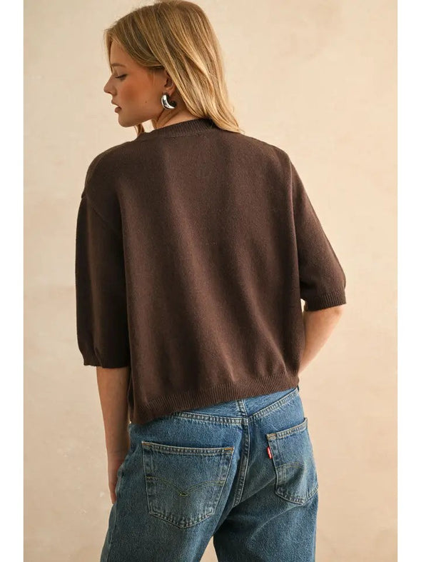 JOSIE SWEATER TOP - BROWN