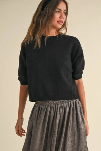 JOSIE SWEATER TOP - BLACK