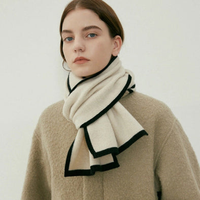 CONTRAST TRIM SCARF - 2 COLORS