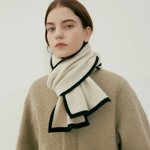 CONTRAST TRIM SCARF - 2 COLORS