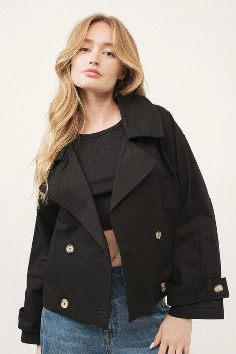 ANNIE CROP TRENCH - BLACK