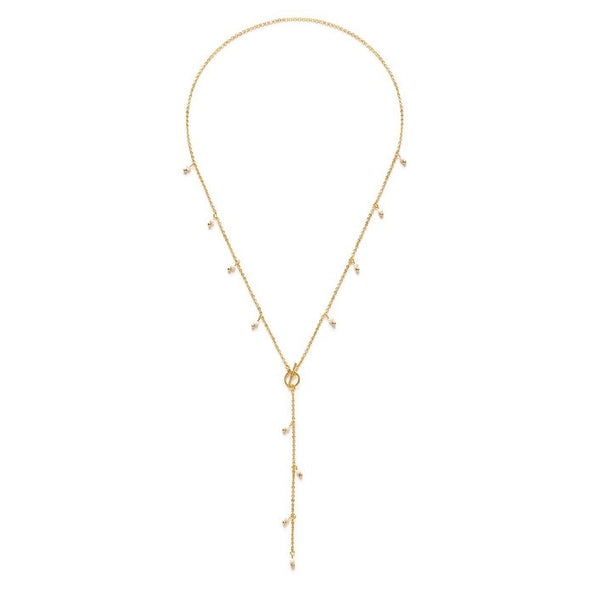 BEADED LARIAT - WHITE