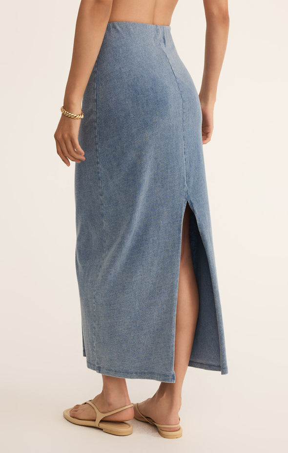 GAIL JERSEY DENIM MIDI SKIRT