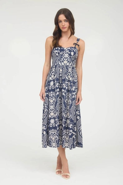 DAMASK DRESS - NAVY
