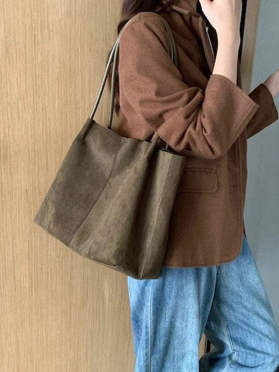GIORGIO SUEDE TOTE - OLIVE