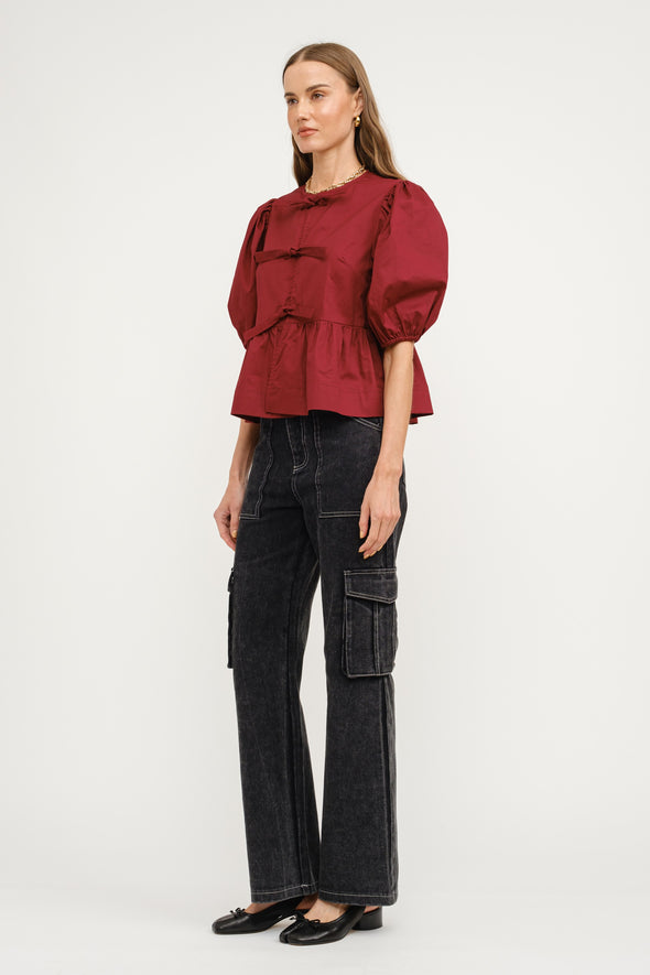 NORAH BLOUSE - BURGUNDY