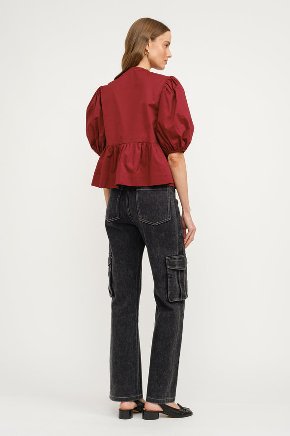 NORAH BLOUSE - BURGUNDY