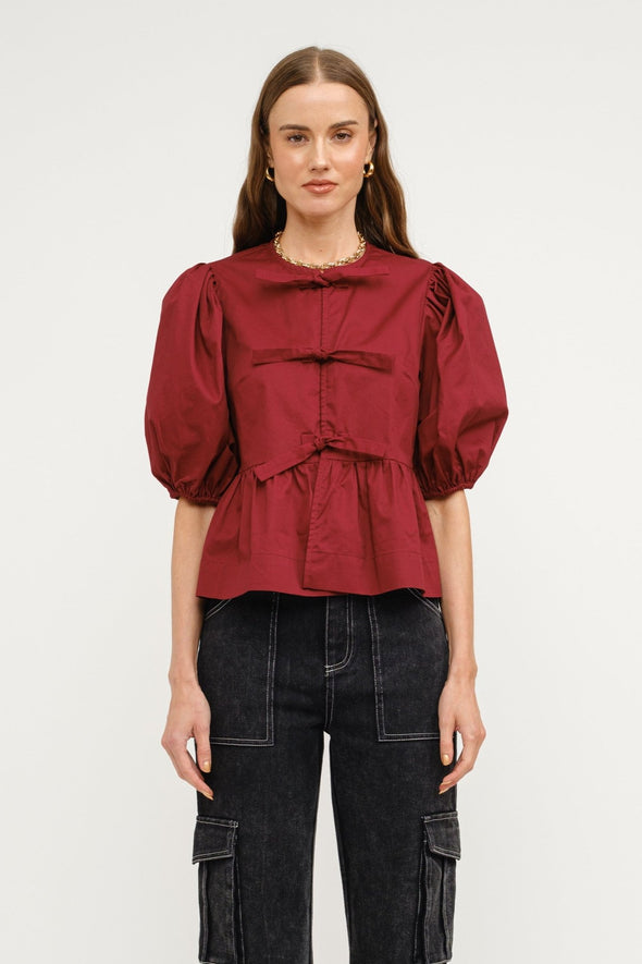 NORAH BLOUSE - BURGUNDY