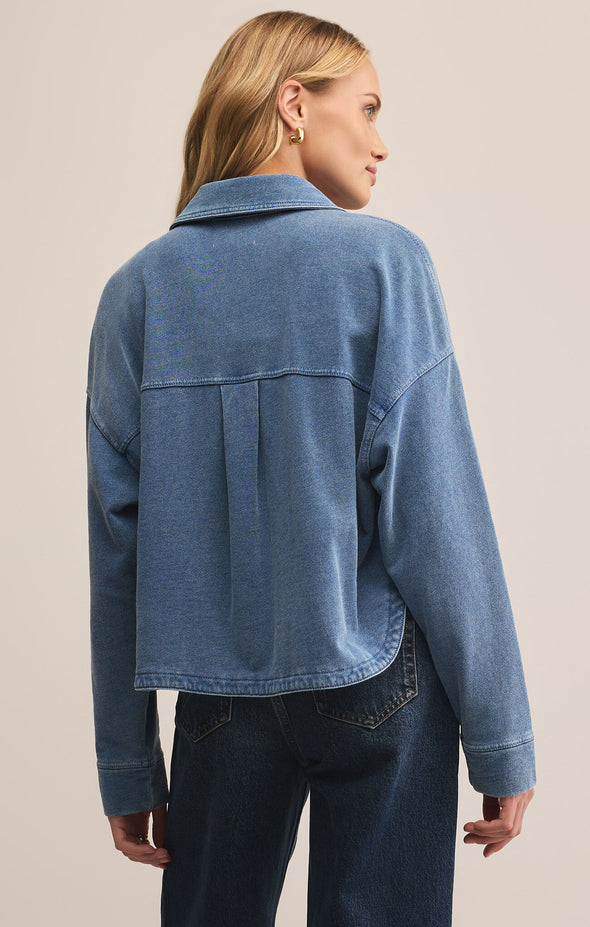 ALL DAY CROPPED KNIT DENIM JACKET
