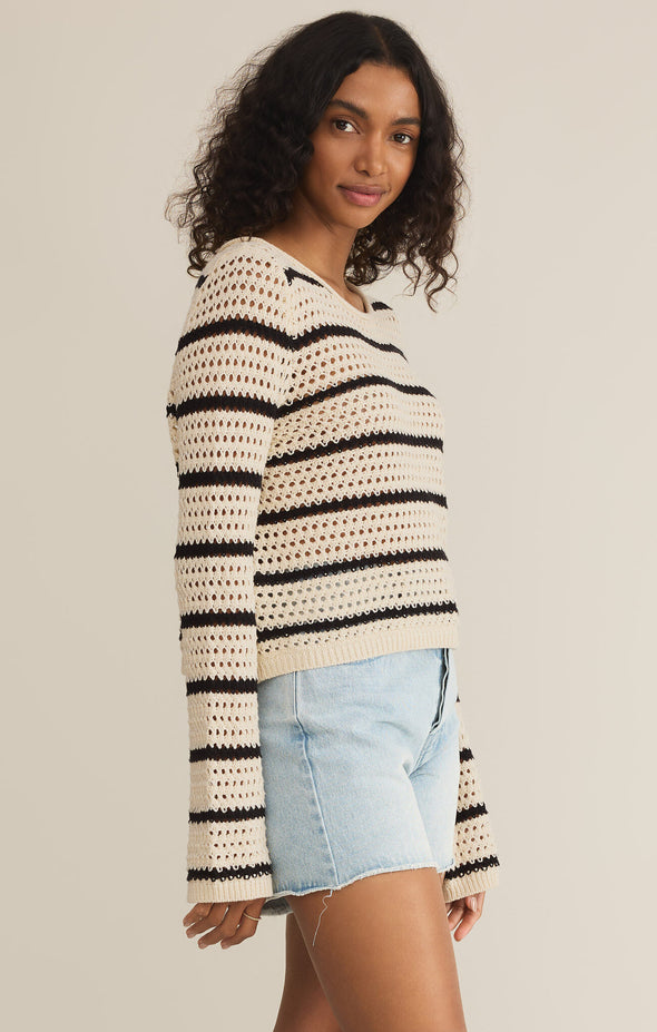 KIT STRIPE CROCHET SWEATER