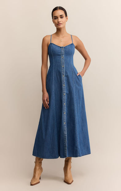 ANGEL EYES DENIM MIDI DRESS