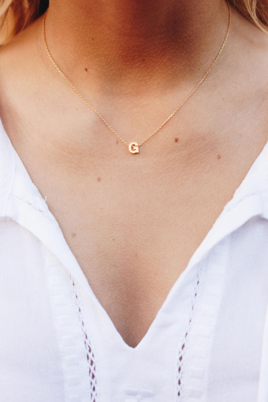 Diamond Initial Necklace | G Initial Necklace In 14K Yellow Gold With 16  Diamonds | SuperJeweler