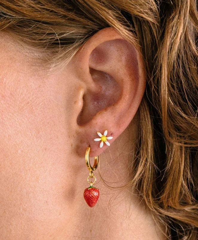 【関税込み】Strawberry Earrings - Shourouk - Strass - Green Pink and Green Strawberry Earrings, Pink Strawberry Earrings